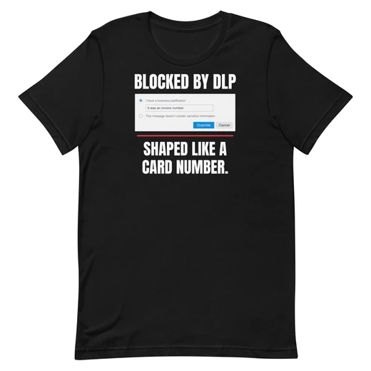 Blocked by DLP — Black shirt, front design