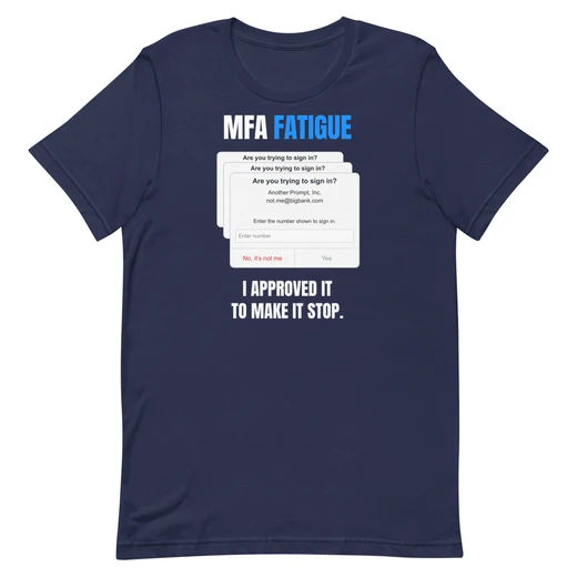MFA Fatigue — Navy shirt, front design