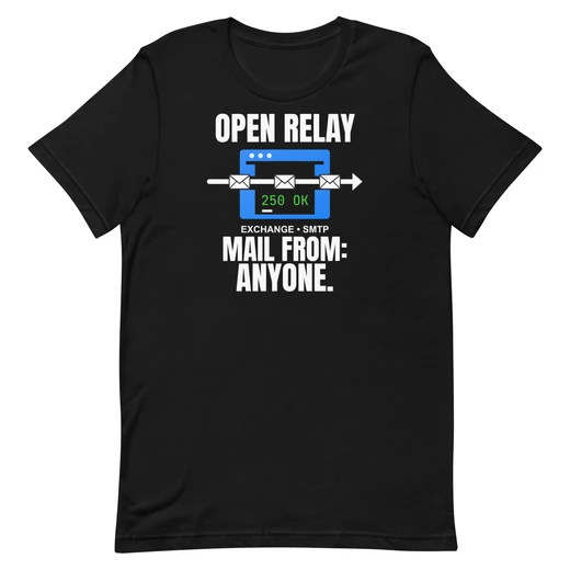 Open Relay — Black shirt, front design